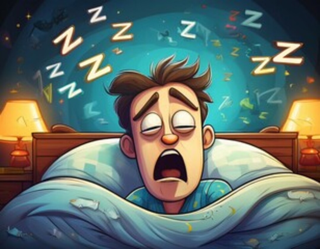 Man sleeping with snoring, showing loud "Zzz" in cartoon style.