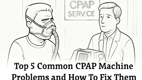 CPAP machine problems and service help illustration.