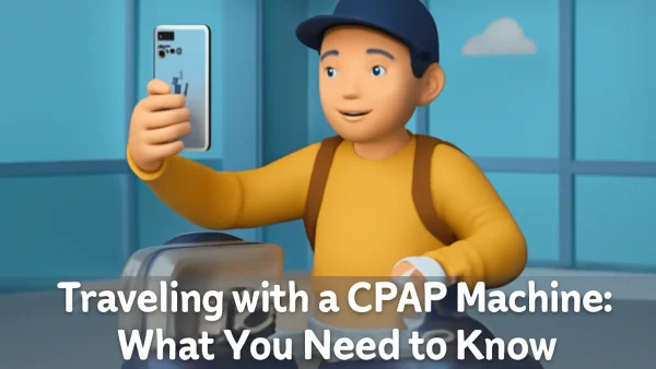 Traveler with a CPAP machine ready for his trip.